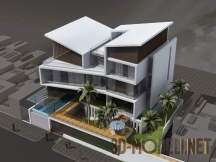 3d-модель Современный дом с бассейном M House