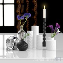 Набор декора От CB2: вазы, свеча, череп
