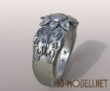 3d-модель Серебряное кольцо в винтажном стиле
