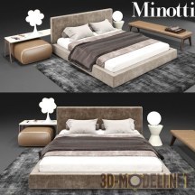 Кровать Bartlett и аксессуары от Minotti