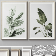 3d-модель Две картины с тропическими растениями