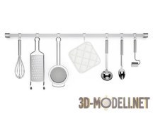 3d-модель Рейлинг с предметами для кухни