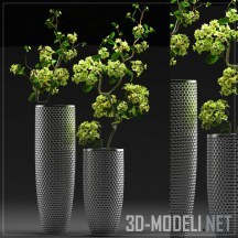 3d-модель Рельефные вазы с цветущими ветками