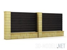 3d-модель Забор из блока и доски