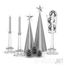 3d-модель Набор декора в серебристых тонах