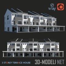 3d-модель Трехэтажный дом с террасами