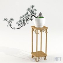 3d-модель Китайская ваза с бонсай на подставке