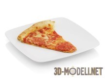 3d-модель Кусок пиццы на белой тарелке