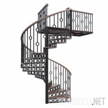 3d-модель Винтовая лестница с кольцами в дизайне