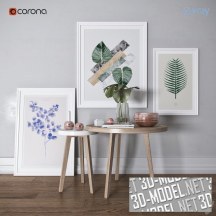 3d-модель Картины с растениями и кофейные столики