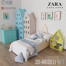 3d-модель Мебель Мандарин Amsterdam, белье Zara Home