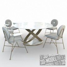 3d-модель Комплект обеденной мебели Bontempi со столом в мраморной отделке