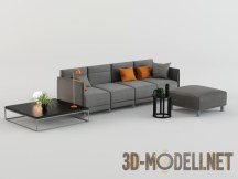 3d-модель Диван с пуфом и столиками