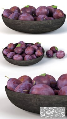 3d-модель Черная миска с фруктами