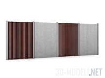 3d-модель Секция забора из дерева и бетона