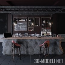 3d-модель Рустикальный «каменный» бар