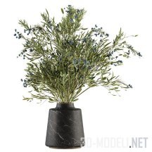 3d-модель Зеленые ветки в черной вазе