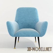 3d-модель Винтажное кресло из голубого бархата