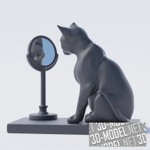 3d-модель Настольная фигурка «Кошка и зеркало»
