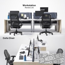 3d-модель Современное рабочее место Renew Link и кресла Celle