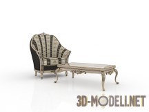 3d-модель Кресло и журнальный столик в классическом стиле