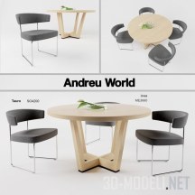 3d-модель Стол и стулья от Andreu World