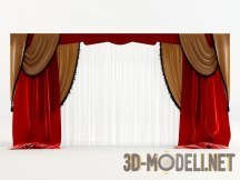 3d-модель Помпезный комплект штор для большого окна