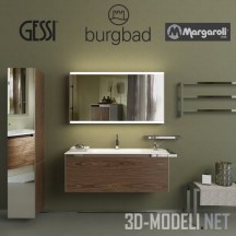 3d-модель Мебель, сантехника и отделка в ванной Burgbad Yso