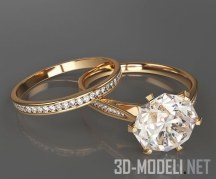 3d-модель Два золотых кольца, одно с камнем