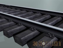 3d-модель Ж/Д рельсы с деревянными шпалами Low-Poly