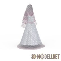3d-модель Свадебное платье с фатой
