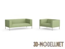 3d-модель Небольшая софа и кресло в современный интерьер