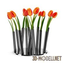 3d-модель Яркие тюльпаны в стильной вазе