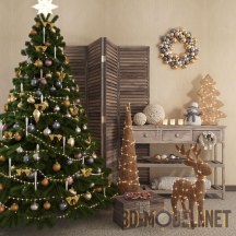 Рождественско-новогодний декор с елкой