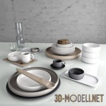 3d-модель Посуда и деревянная лопатка