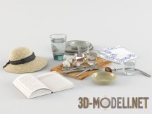 3d-модель Открытая книга и соломенная шляпка