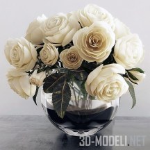 3d-модель Круглая ваза с чайными розами