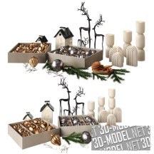 3d-модель Рождественский декор с елочными игрушками
