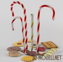 3d-модель Печенье и конфеты-трости