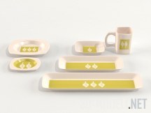 3d-модель Плоские тарелки и чашка