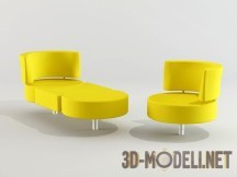 3d-модель Круглое кресло и кушетка