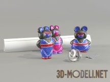 3d-модель Сувенир «Мишки–борцы»