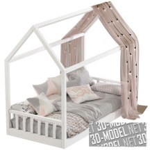 3d-модель Кровать-домик с гирляндой