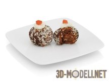 3d-модель Пирожное картошка с кокосовой стружкой