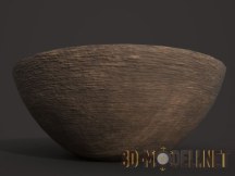 3d-модель Простая чаша из темного дерева