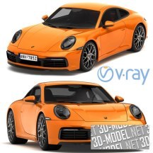 3d-модель Оранжевый Porsche 911 carrera s