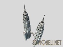 3d-модель Башни Petronas Twin Tower Low-Poly