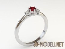 3d-модель Изящный перстень с красным камнем