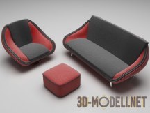 3d-модель Набор мягкой мебели для гостиной
