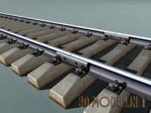3d-модель Железнодорожные рельсы с бетонными шпалами
